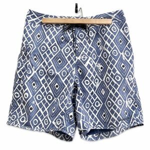 Patagonia Board Shorts Swim Trunks Men's Size 34 8" Inseam Lined Blue White